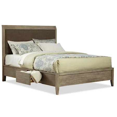 Contemporary Queen Upholstered Double Sided Storage Bed